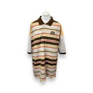Akdmks Mens Striped Casual Polo Shirt VTG 90s Y2K Skater Street Multicolor XXL